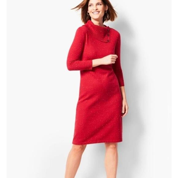 Talbots DONEGAL Grey Heathered COWL NECK SWEATER DRESS Size Medium new!!! - Picture 4 of 7